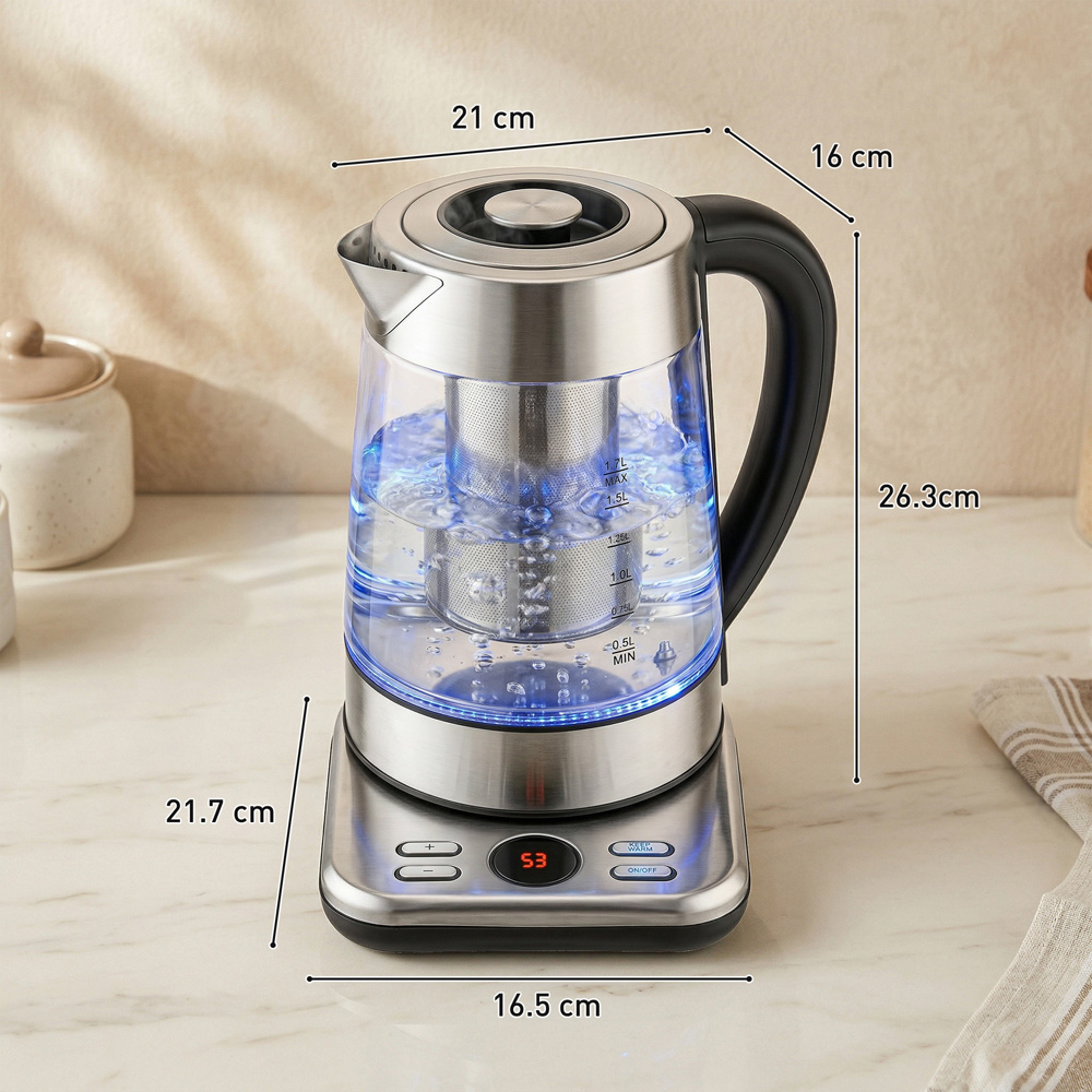 HOMCOM 800-340V70SR Silver 1.7L Electric Kettle with Strix Thermostat 3000W Image 9