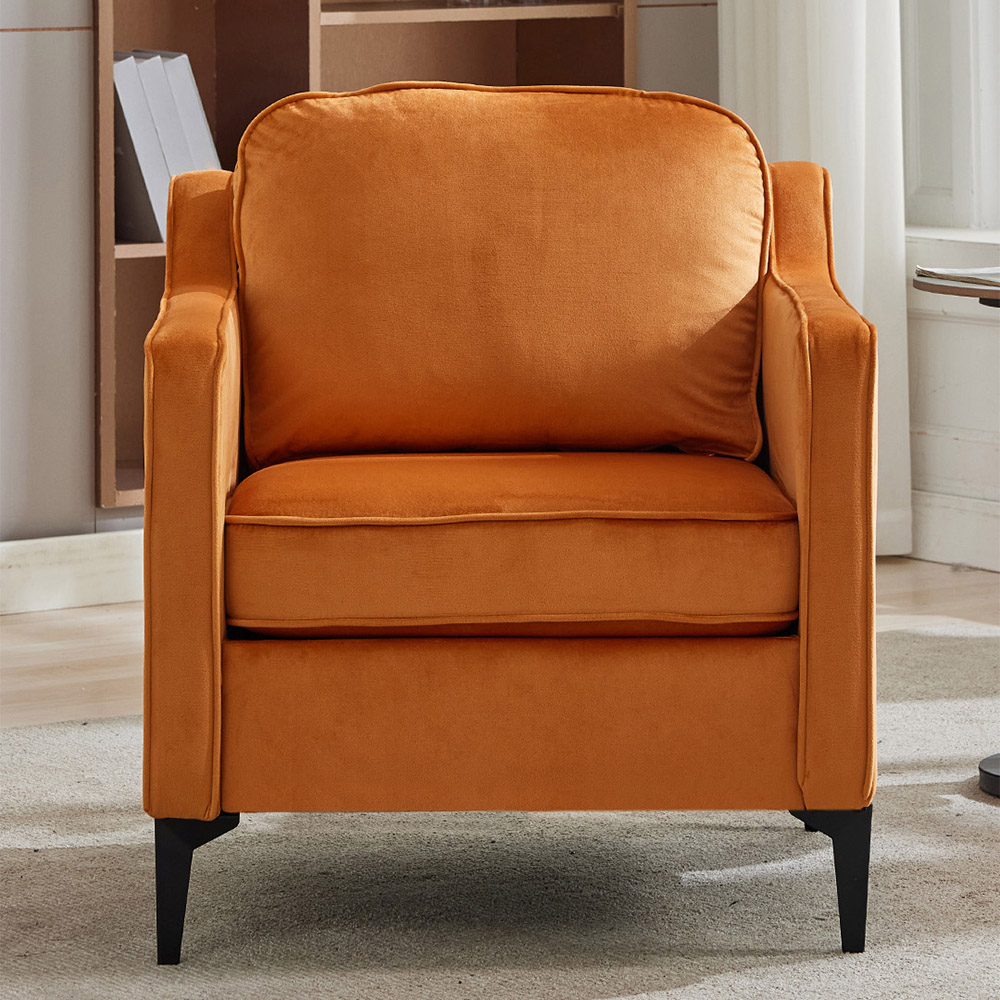 Living and Home Orange Linen Sofa Chair Image 8