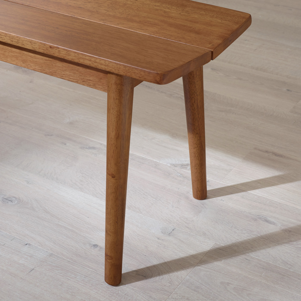 Furniturebox Lymington 3 Seater Walnut Effect Solid Wood Dining Bench Image 3
