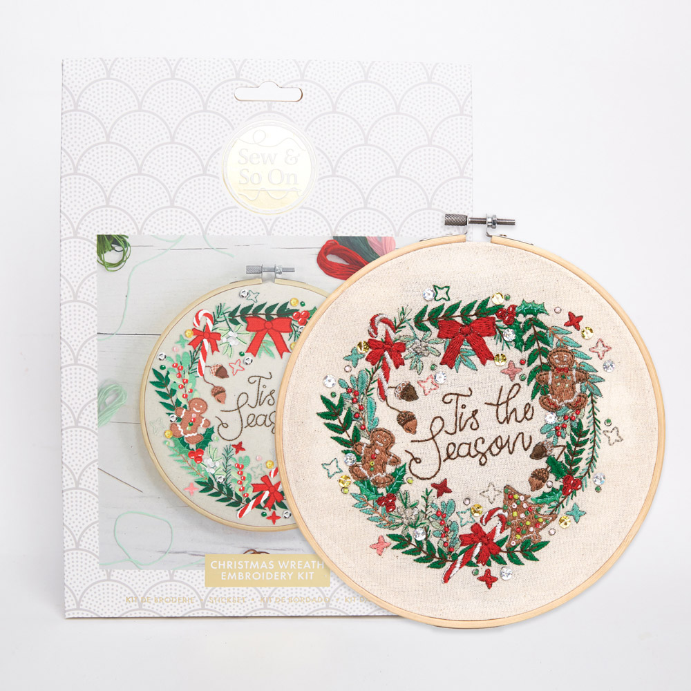 Sew & So On Multicoloured Christmas Wreath Embroidery Craft Set 8 inch Image 7