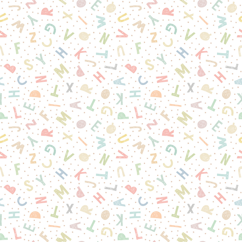 Hoopla Walls Peekaboo Alphabet Jumble Soft Sorbet Wallpaper Image 1