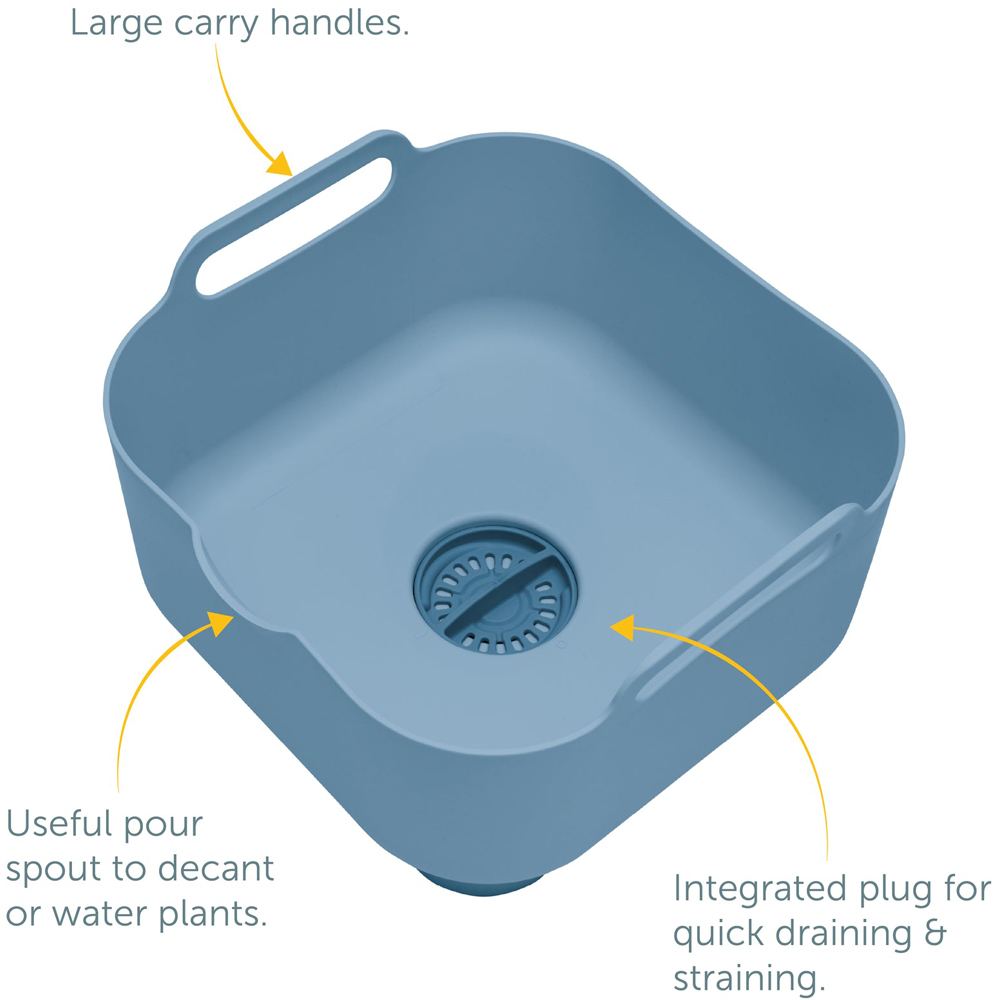 ReBorn Avon Blue Deep Washing Up Bowl with Handles 9L Image 8