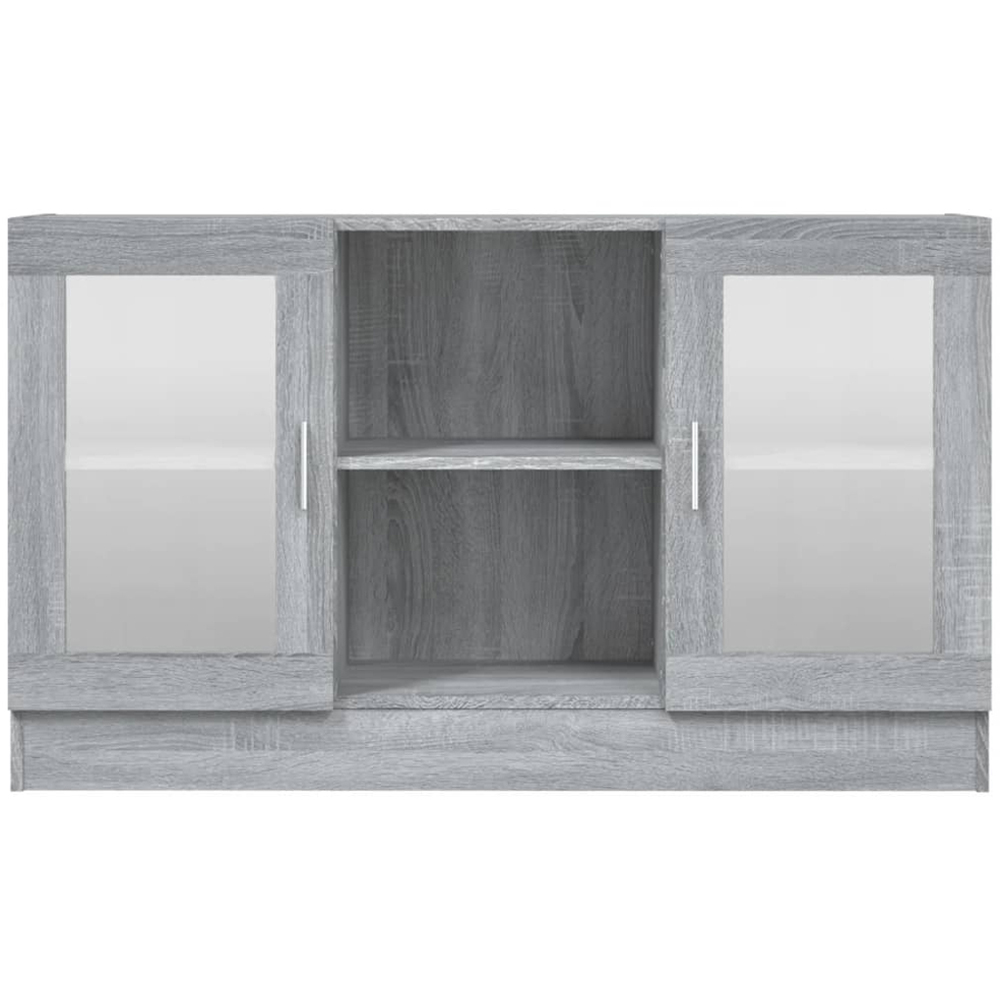 vidaXL Vitrine 2 Glass Door 6 Shelf Grey Sonoma Floor Cabinet Image 4