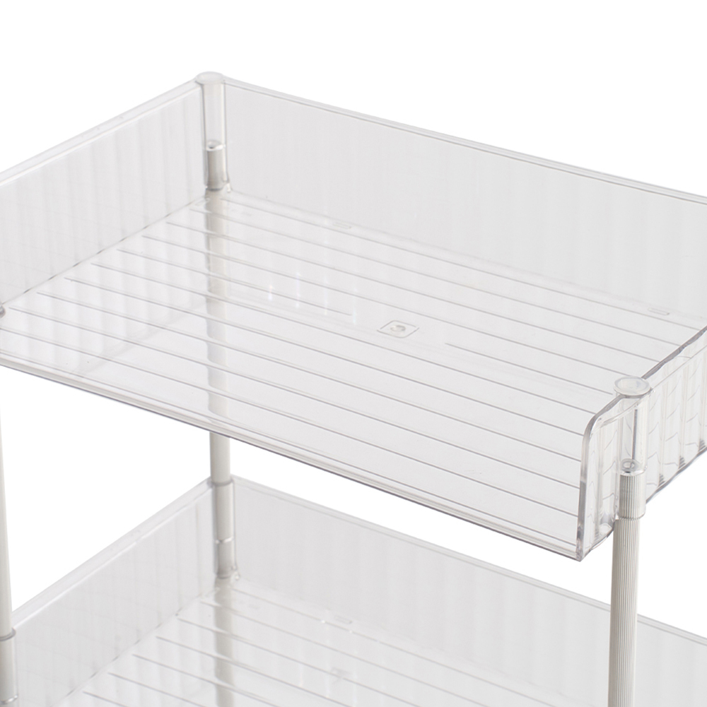 Living and Home 3 Shelf Clear Rolling Storage Cart Image 4