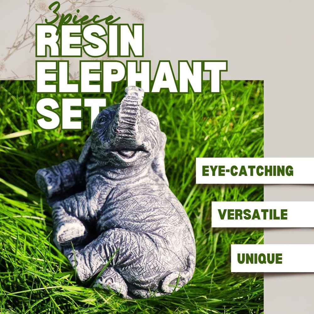 Marco Paul 3 Piece Elephant Garden Ornament Image 4