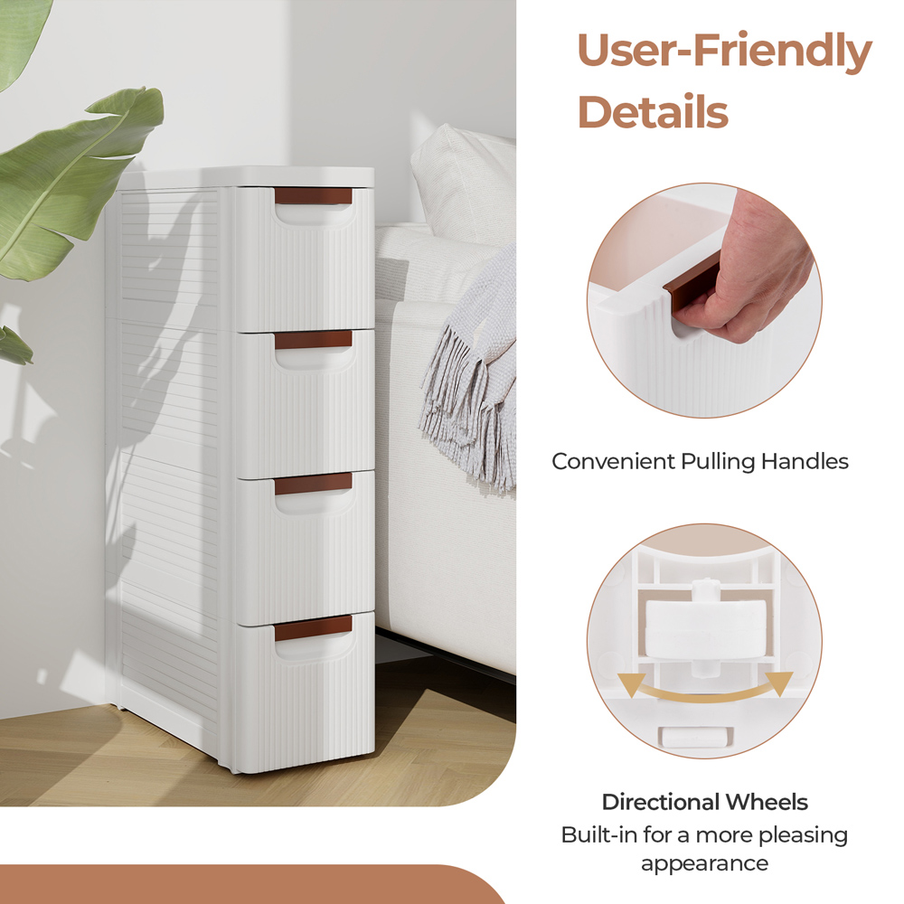 Costway 4 Drawer White Narrow Storage Cabinet Image 6