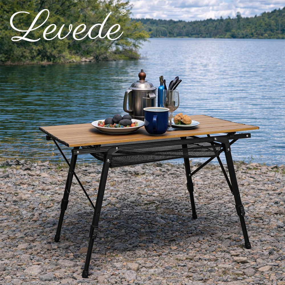 Levede Aluminium Adjustable Height Foldable Camping Table 90 x 52cm Image 3