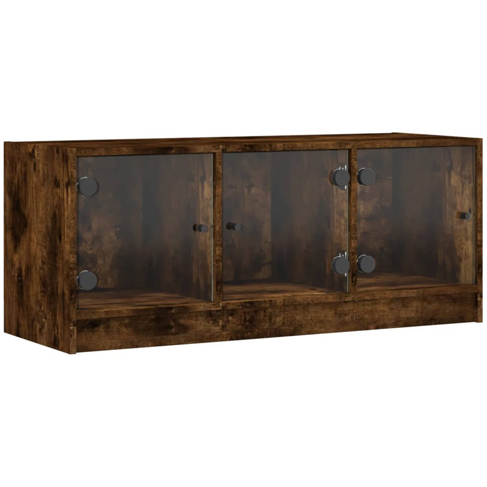 vidaXL 3 Glass Door Smoked Oak TV Cabinet Image 2
