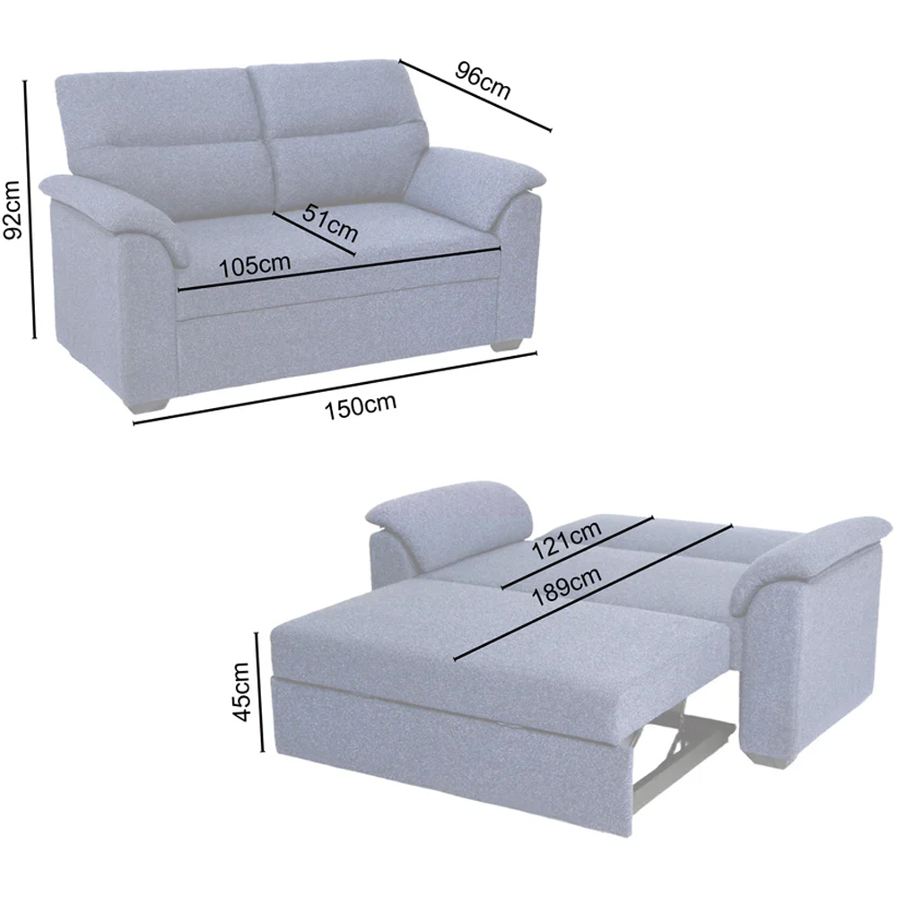 HGD Tivoli 2 Seater Blue Woven Boucle Pull-Out Sofa Bed Image 9