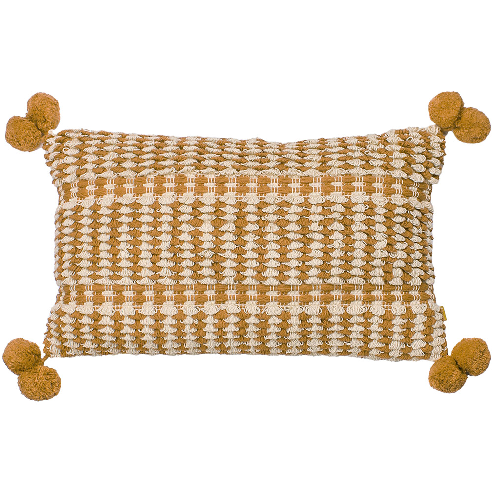 furn. Ayaan Mustard Woven Tufted Cushion Image 1