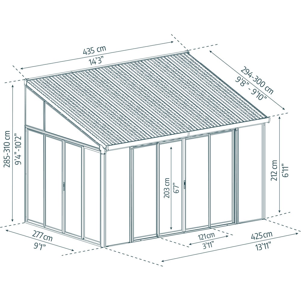 Palram Canopia Sanremo Veranda Grey Clear Sunroom 3 x 4.25ft Image 5