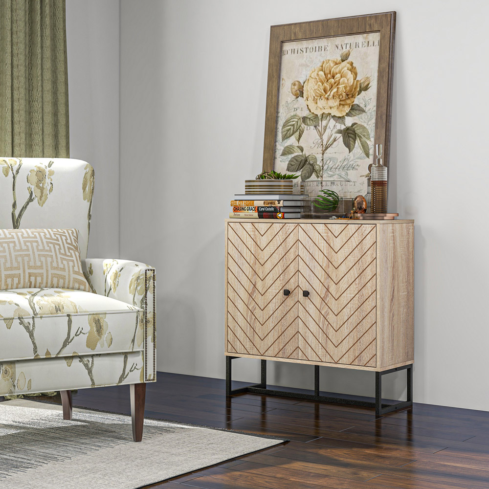 HOMCOM Embossed Arrow Storage Cabinet Image 3