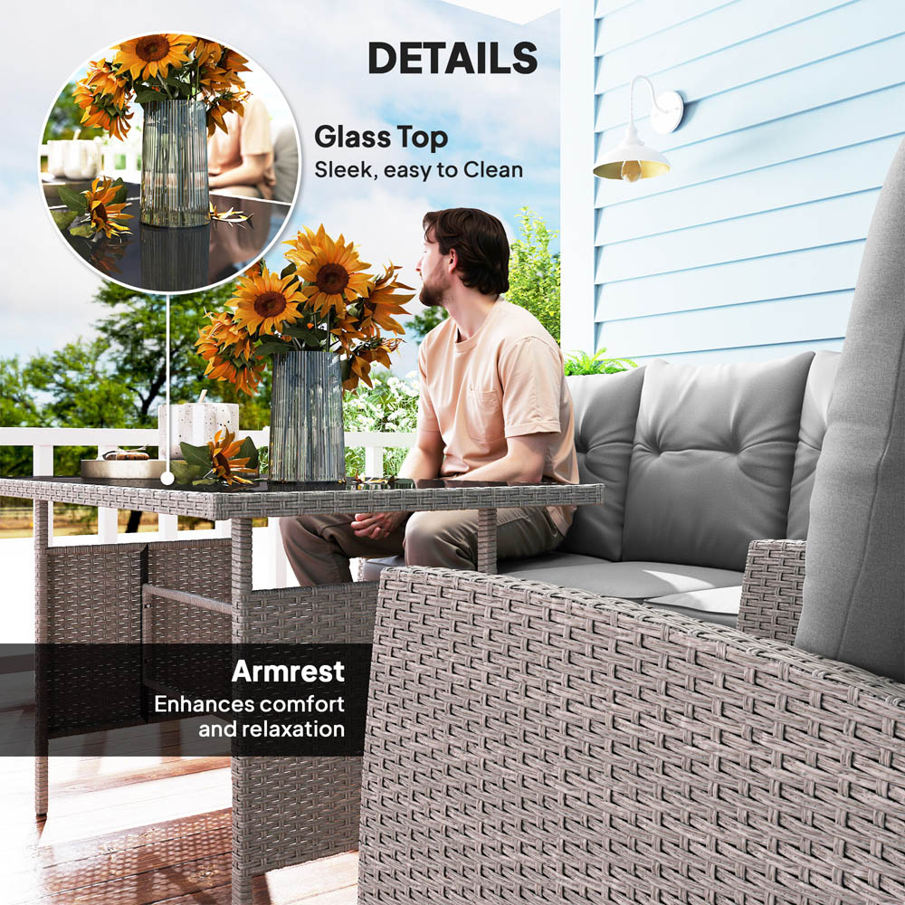 Outsunny 7 Seater Rattan Garden Sofa Set Grey Image 5