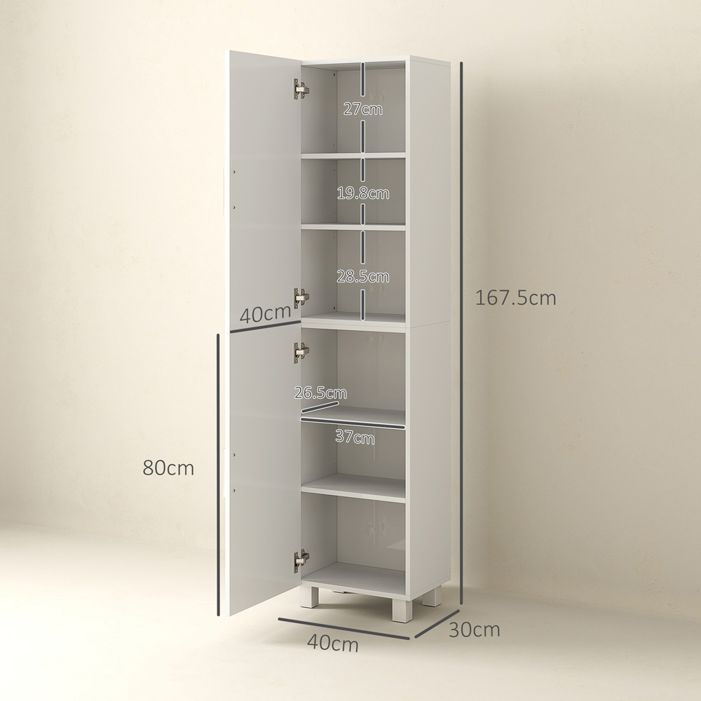 Portland 2 Door White Adjustable Shelves Tall Storage Cabinet Image 9
