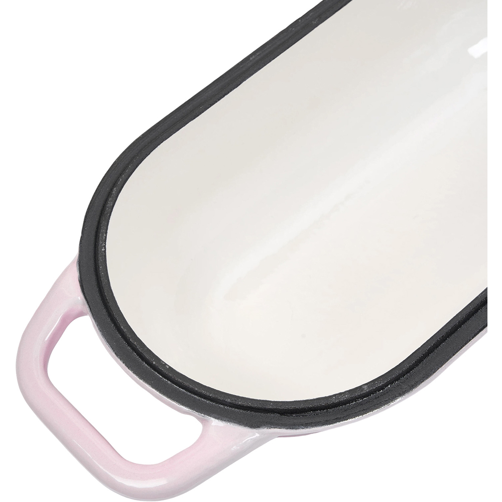 Living and Home Pink Oval Enamelled Cast Iron Double Loaf Bread Pot Image 6