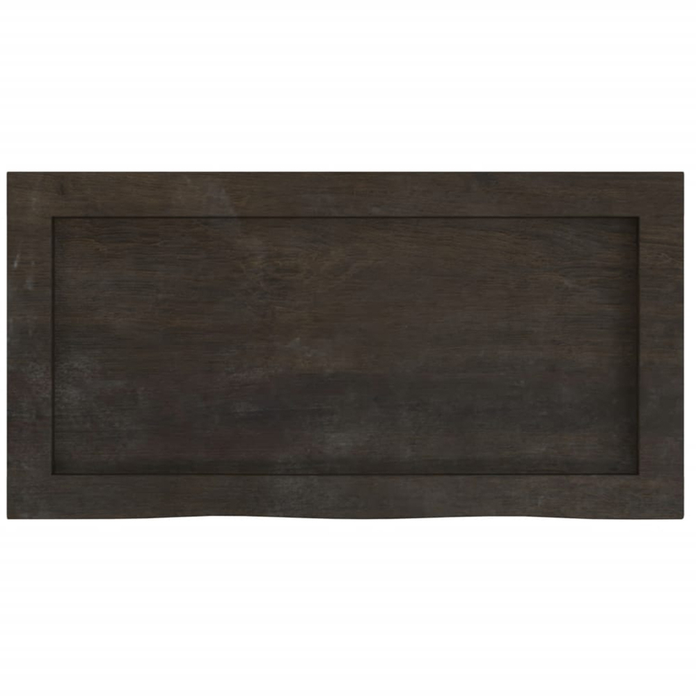 vidaXL 60cm Dark Brown Treated Solid Oak Wood Floating Wall Shelf Image 4