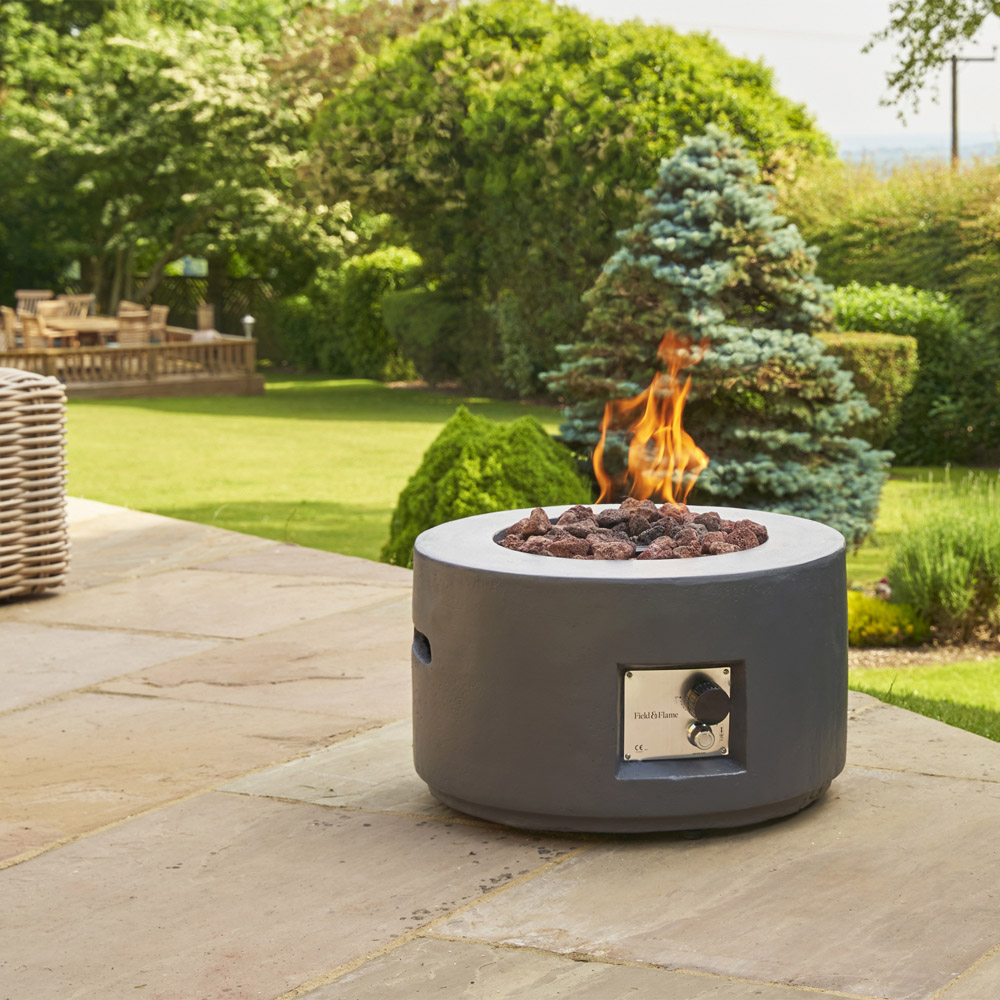 Field & Flame Canna Grey Cylinder Style Gas Fire Pit 45000 BTU Image 2