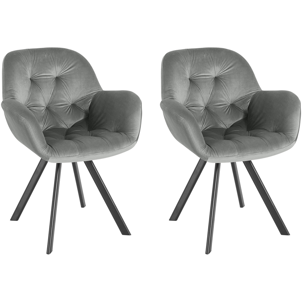 Dorel Elli Set of 2 Grey Blue Velvet Armchair Image 2