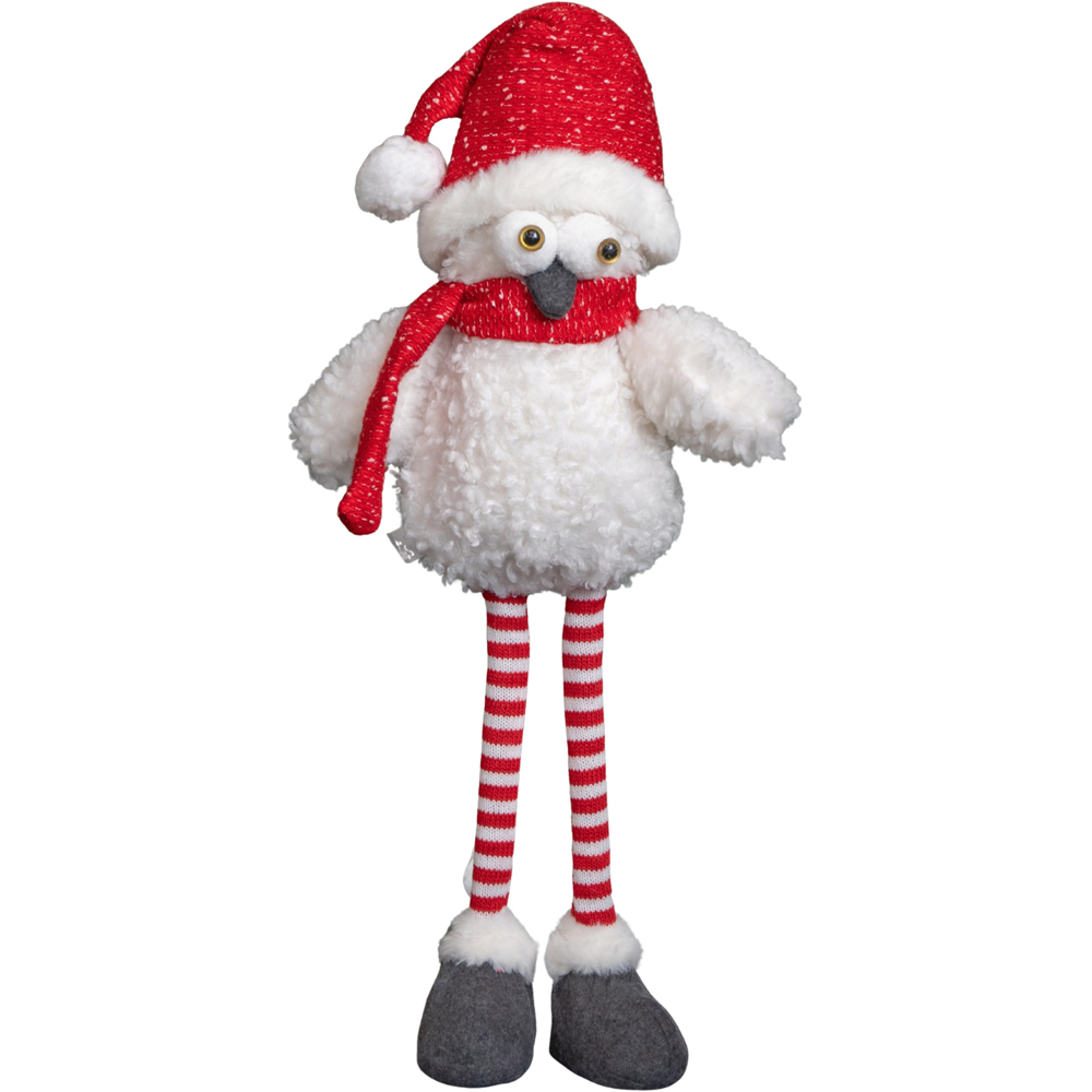 Samuel Alexander Large Standing Plush Goggle Owl with Santa Hat Christmas Decoration 60cm Image