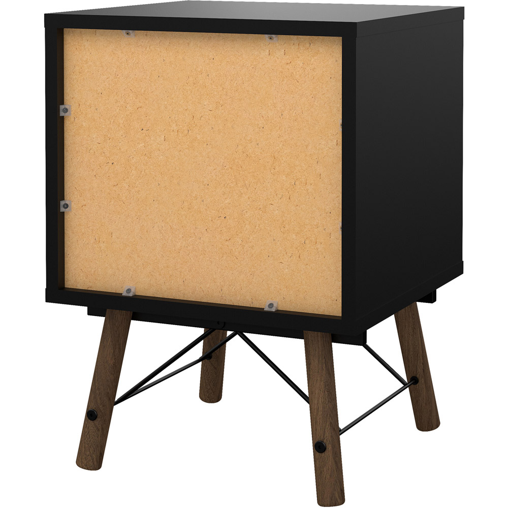 Florence Ry 2 Drawer Matt Black and Walnut Bedside Table Image 5