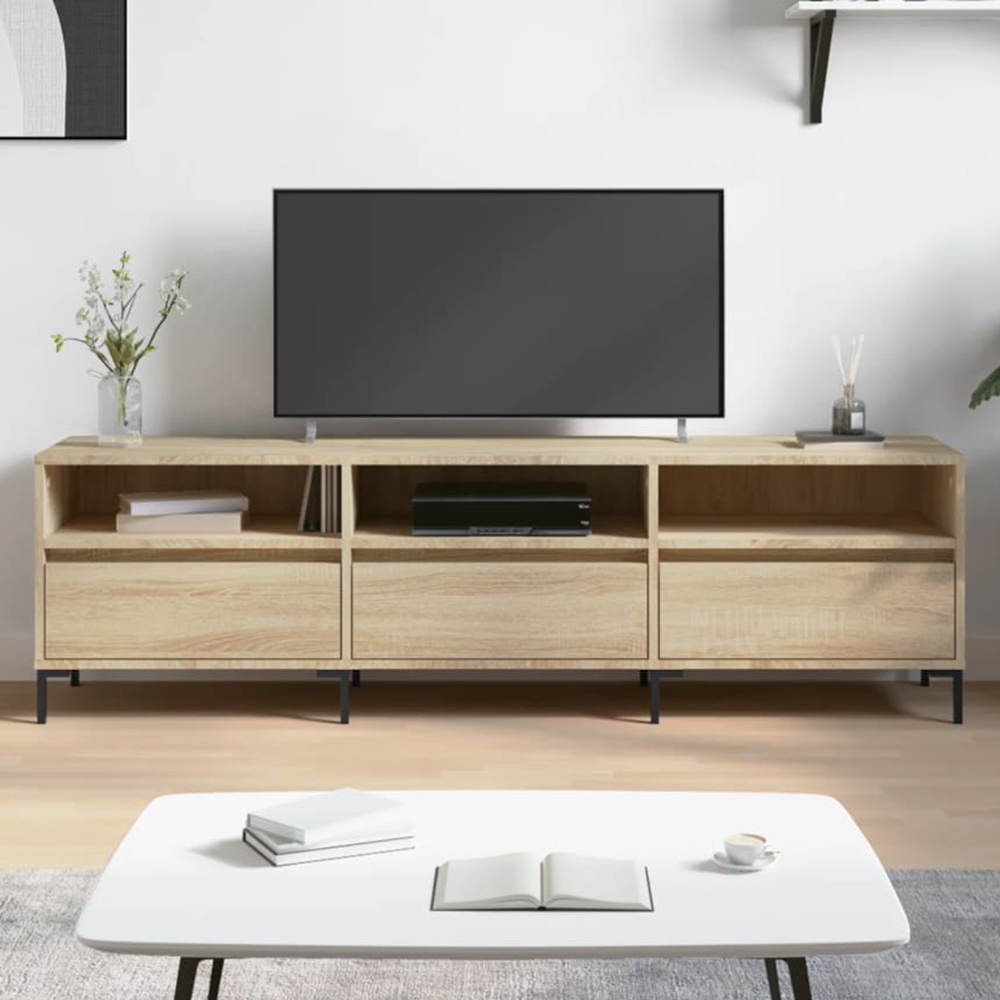 vidaXL 3 Drawer 3 Shelf Sonoma Oak TV Cabinet Image 1