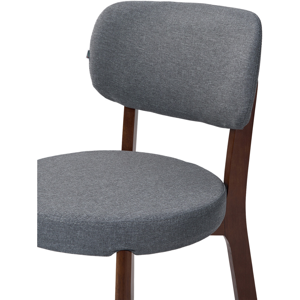 Living and Home Set of 2 Grey Linen-Effect Fabric Upholstered Rubberwood Dining Chairs Image 4