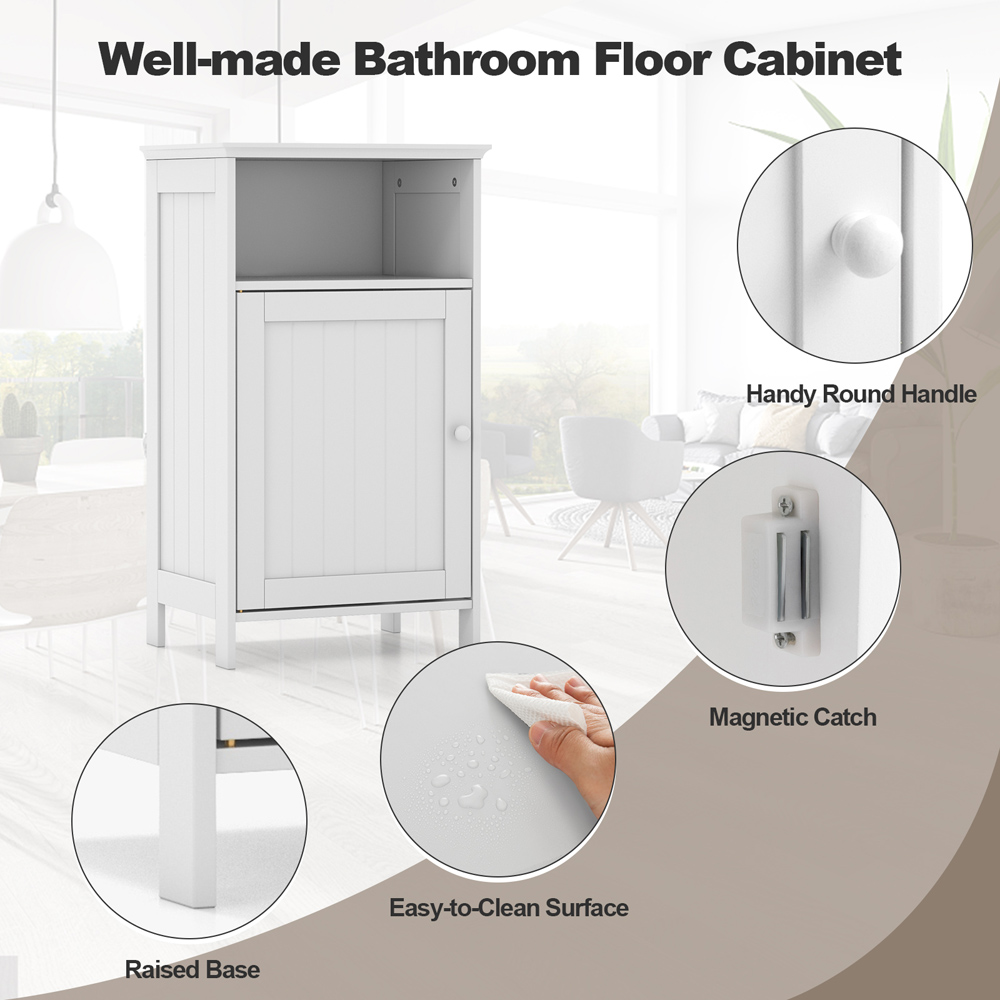 Costway White Single Door Single Shelf Side Cabinet Image 7