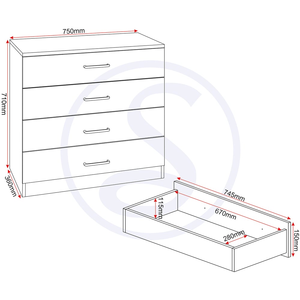 Seconique Dakota 2 Door Wardrobe Light Grey Bedroom Furniture Set Image 8