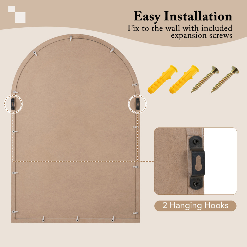 Costway Natural Arch Window Wall Mirror 88 x 60cm Image 8