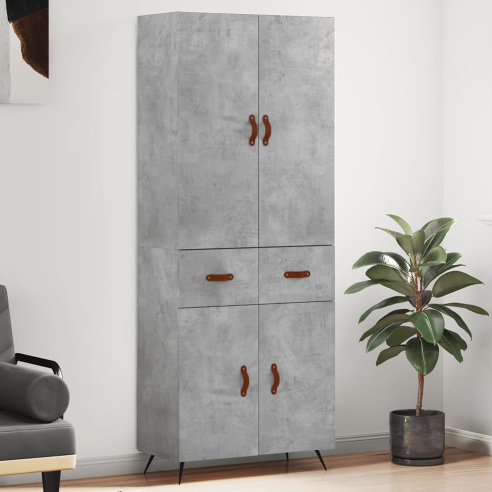 vidaXL 4 Door 2 Drawer Concrete Grey Highboard Image 1