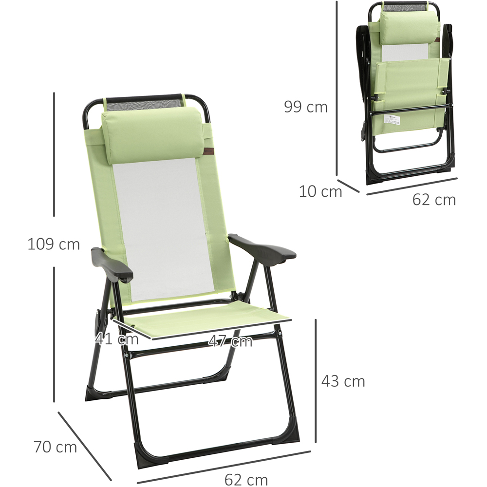 Outsunny Set of 2 Green Folding Recliner Camping Chair Image 9