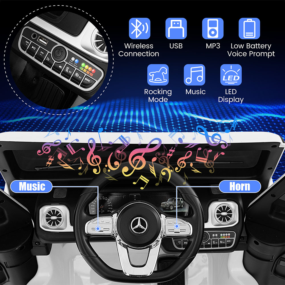 Costway Kids White Licensed Mercedes Benz Ride On Car with Remote Control 12V Image 4