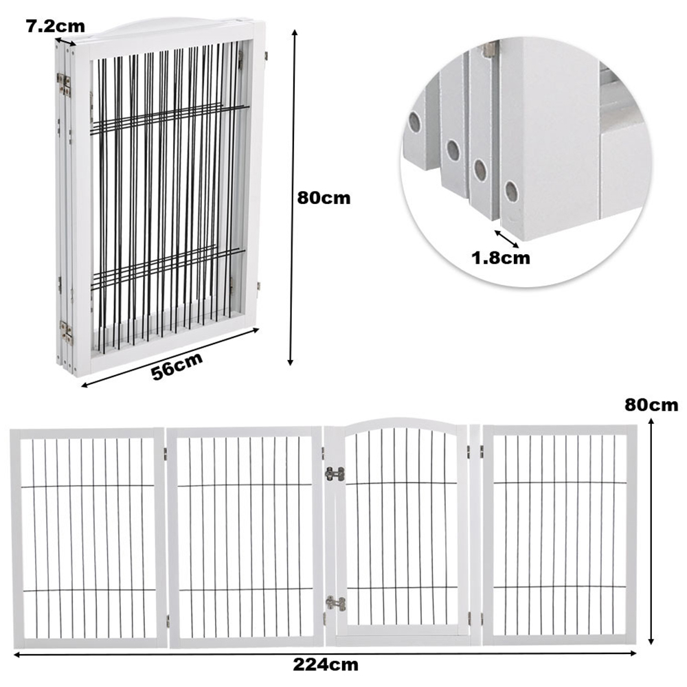 H&O Direct 4 Panel White Freestanding Wooden Foldable Pet Playpen Image 4