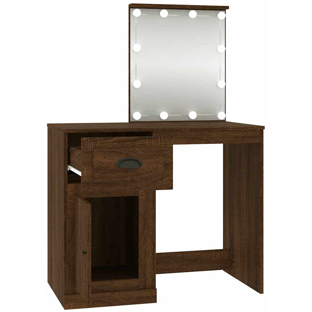 vidaXL Single Door Single Drawer Brown Oak Wooden Dressing Table Image 3