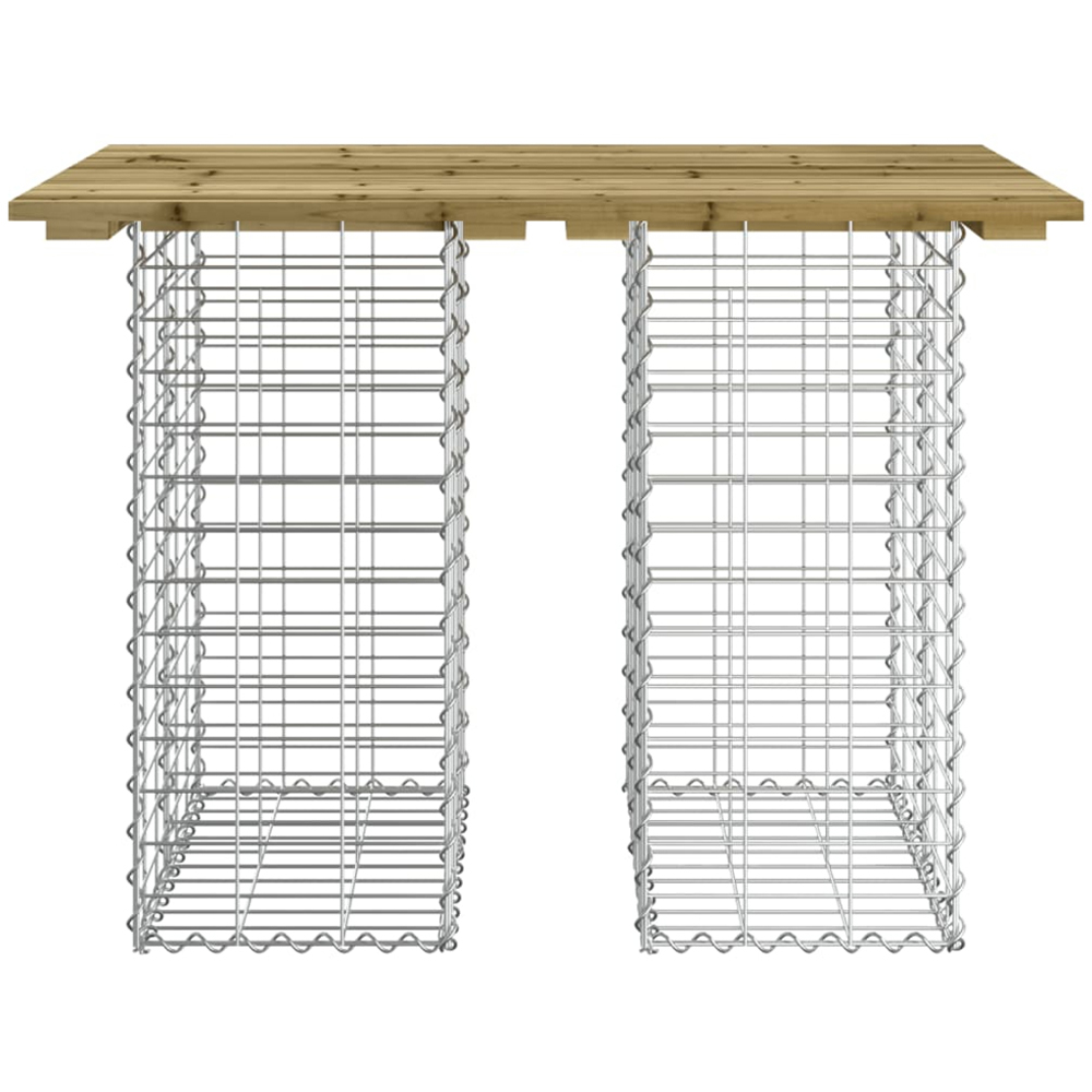 vidaXL Dark Brown Solid Impregnated Pine Wood Gabion Design Garden Table 100 x 70 x 72cm Image 2