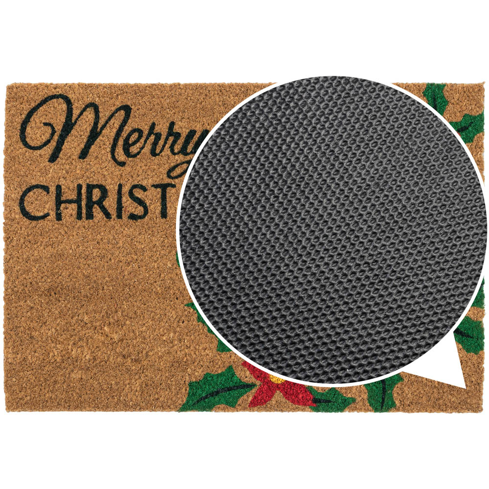 JVL Christmas Holly Coir Non Slip Entrance Doormat 40 x 58cm Image 6