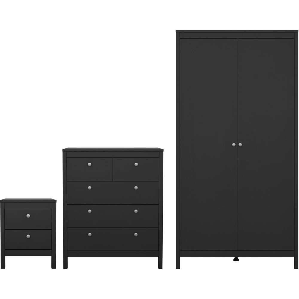 Florence Madrid Matt Black 3 Piece Bedroom Furniture Set Image 2