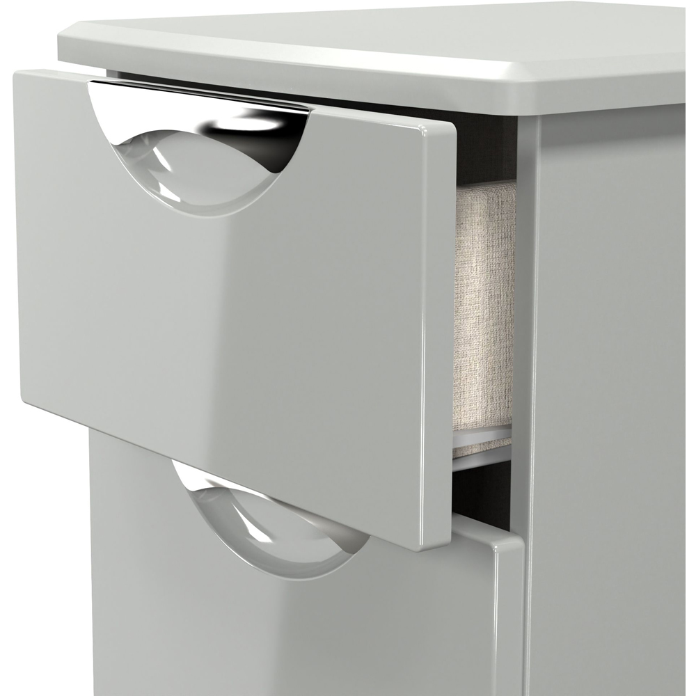 Crowndale Camden 3 Drawer Grey Gloss and Dusk Grey Bedside Cabinet Ready Assembled Image 6
