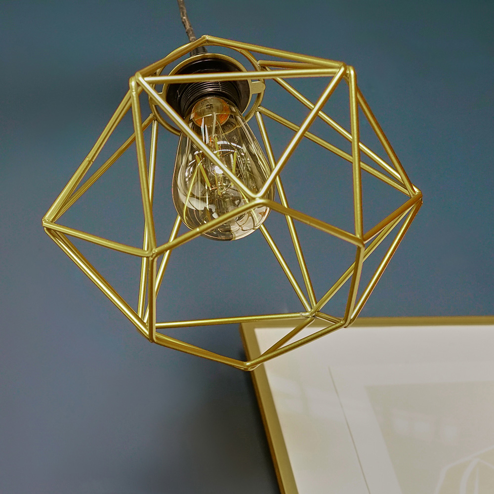 ValueLights Diablo Gold Industrial Wire Frame Pendant Shade Image 6
