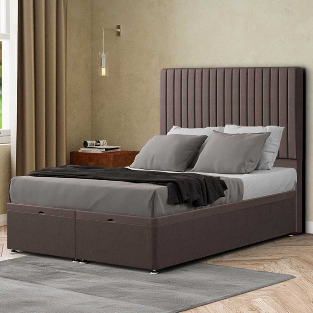 Eleganza Maryland Small Double Slate Malham Weave Ottoman Bed with Floor Standing Headboard Image 1