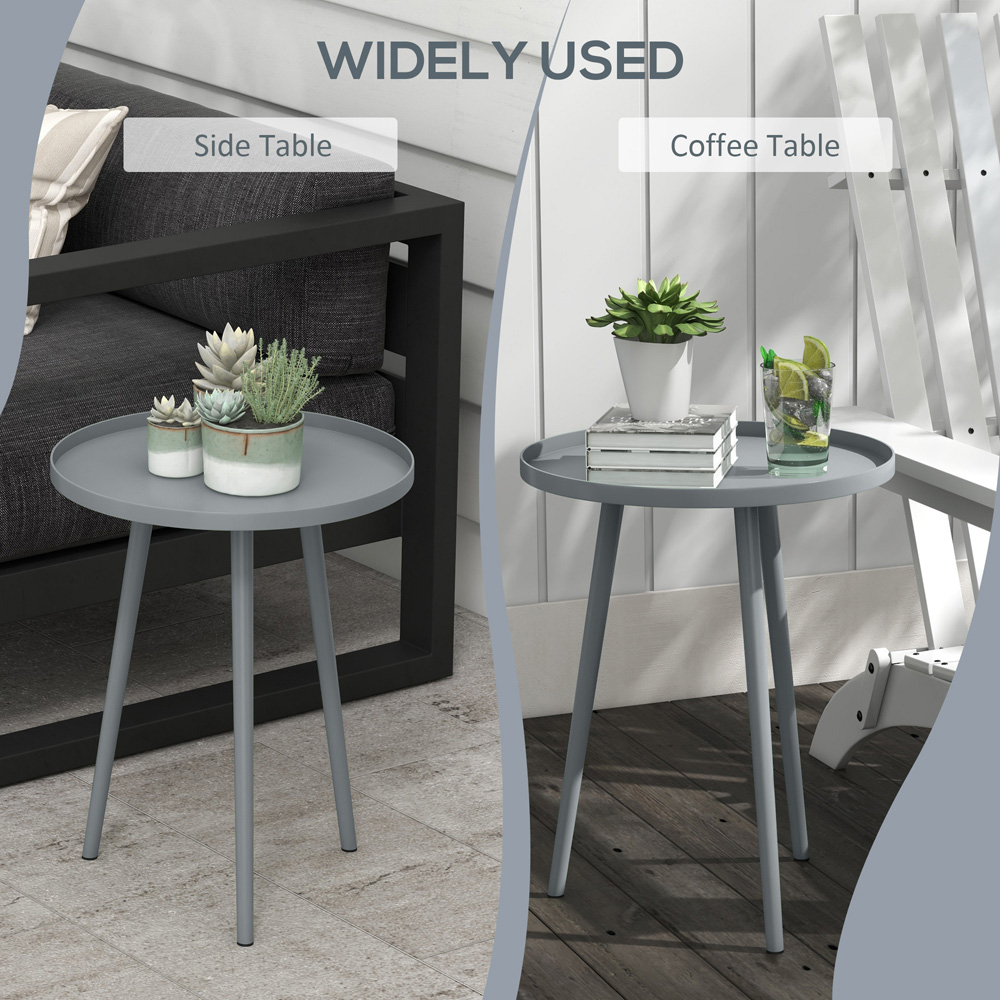 Outsunny Grey Round Garden Coffee Table Image 7