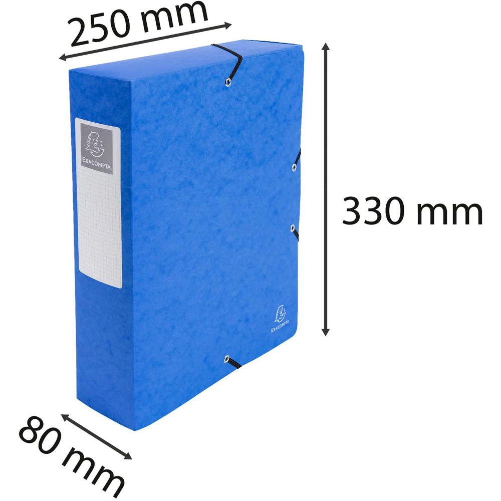Exacompta A4 Blue Premium Pressboard Elasticated Filing Box 6 Pack Image 6