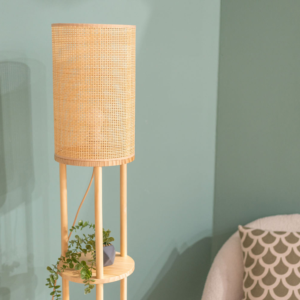 ValueLights Elsa Wooden 3 Shelf LED Floor Lamp Image 4
