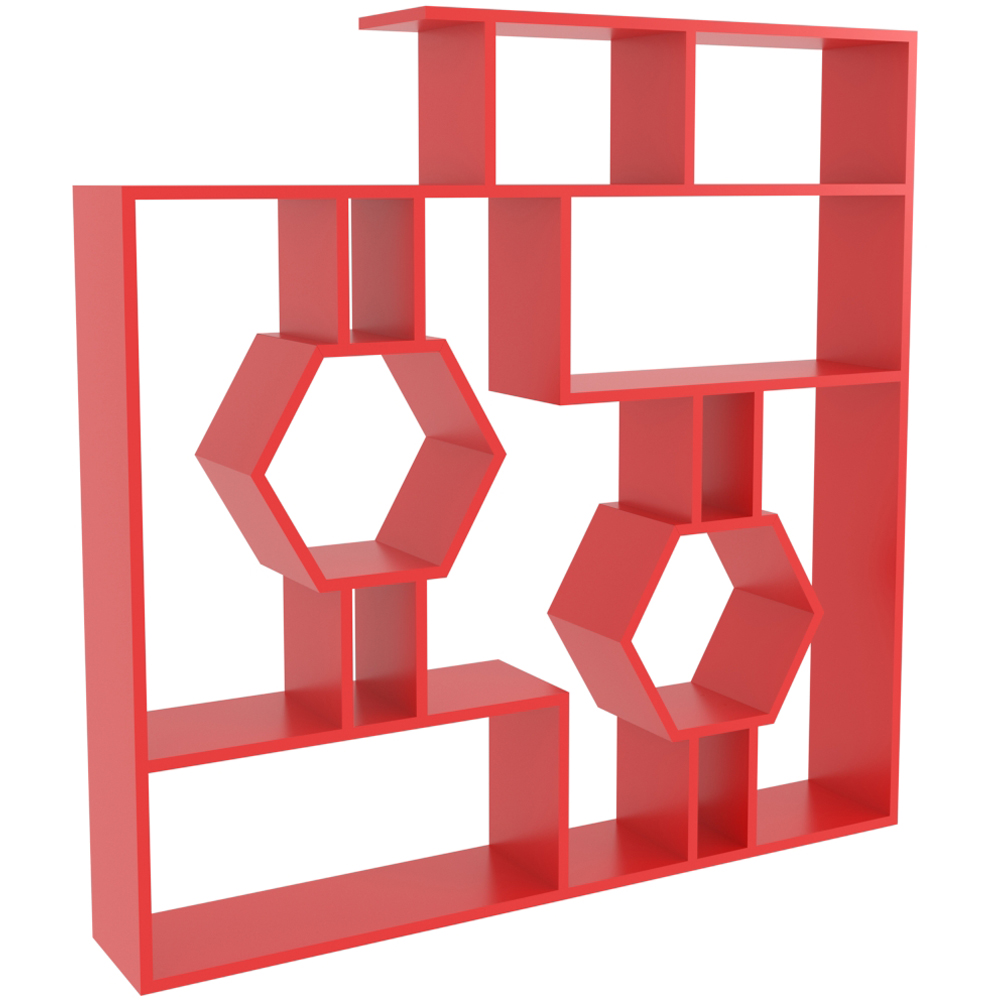 Decorotika Tamara 15 Shelf Red Geometric Bookcase Image 3