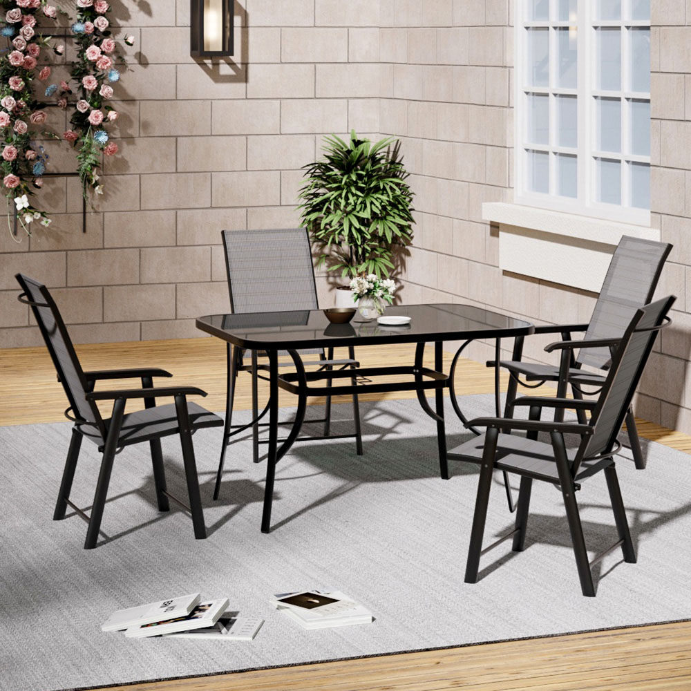 Living and Home Foldable 4 Seater Black Dining Set Image 6
