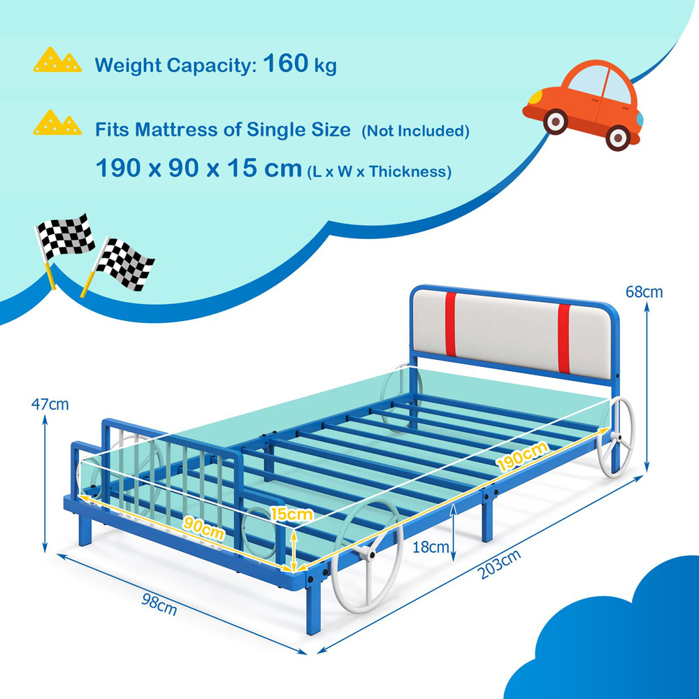 Costway Single Car Shaped Bed Frame Image 9
