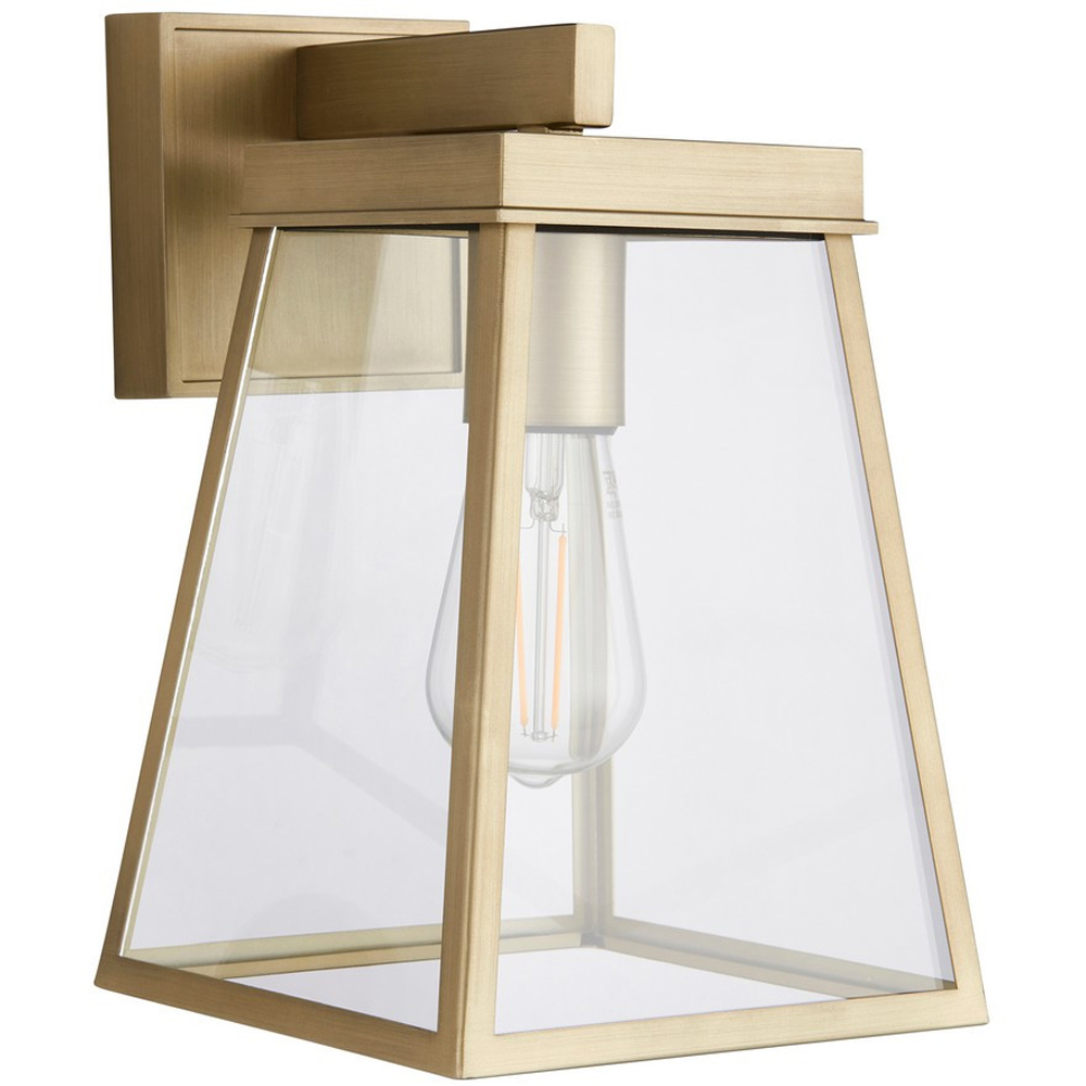 Merano Venice Brushed Gold Clear Glass Outdoor Wall Lantern Image 1