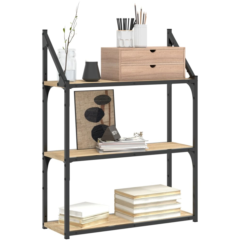 vidaXL 3 Shelf Sonoma Oak Wooden Wall Rack Image 2
