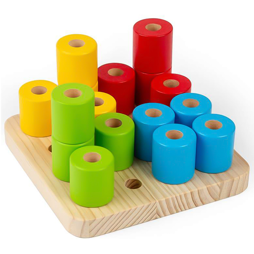 Bigjigs Toys Kids 17 Piece Wooden Wobbly Peg Board Toy Image 3