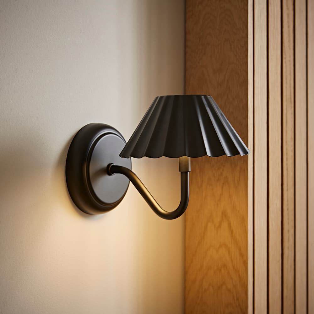 ValueLights Avery Black LED 6000K Dimmable Plated Wall Light with Shade 3W Image 5